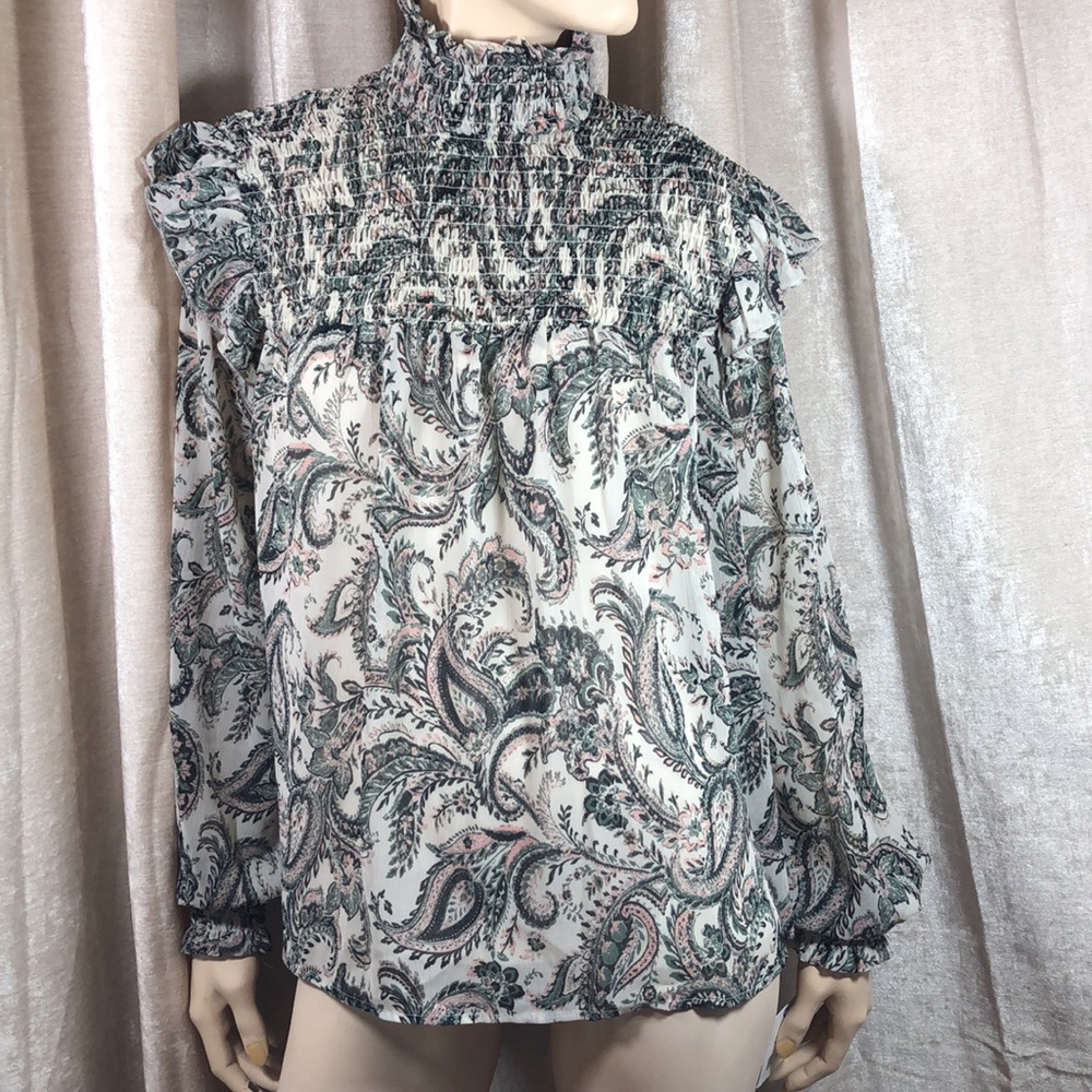 Ophelia Roe Ruffled Smock Top Medium New